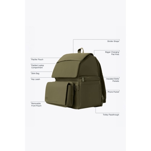 BÉIS 'The Ultimate Diaper Backpack' in Olive - Green Backpack Diaper Bag