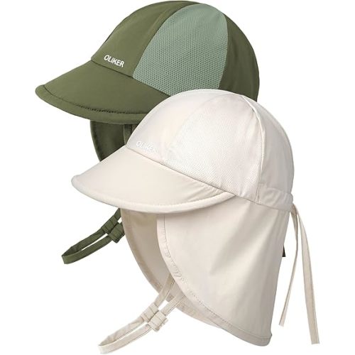 Baby Sun Hat with Breathable Mesh, Neck Flap Infant Unisex Boys Girls Toddler UV Protection Summer Beach Swim