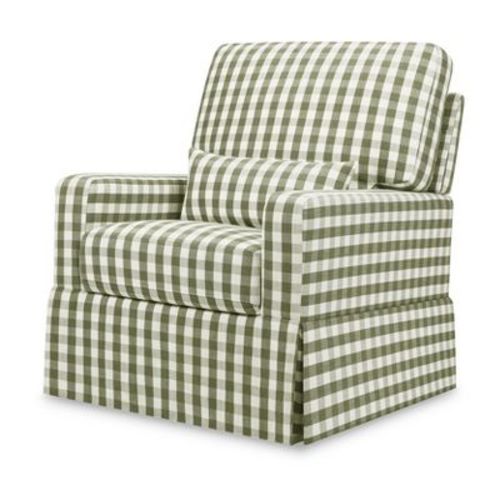 Namesake Crawford Pillowback Comfort Swivel Glider - Green Gingham