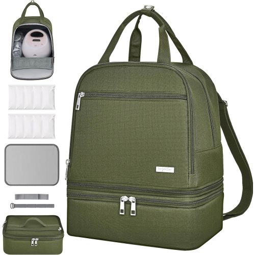Breast Pump Bag, Spectra Pump Backpack, Mini Pumping Bags with Pockets for Working Mom, Compatible with Spectra S1, S2, Green