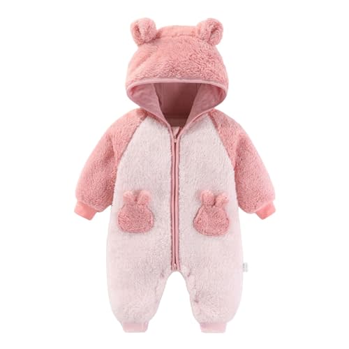 Baby Newborn Bears Ear Fleece Snowsuit Winter Coat Warm Hooded Jumpsuit Casual Infant Fall Winter Clothes for Baby Boys Girls 6M-12M