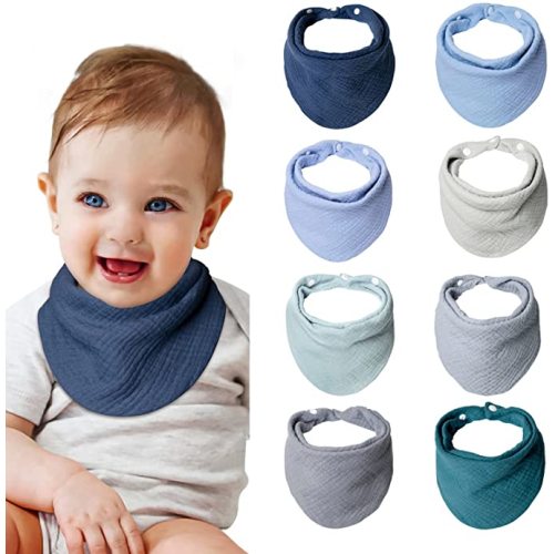 Lulu moon Baby Bandana Drool Bibs, Muslin Cotton Bibs with Snaps, Baby Drooling Bibs for Baby Boys Girls, Toddlers, Unisex