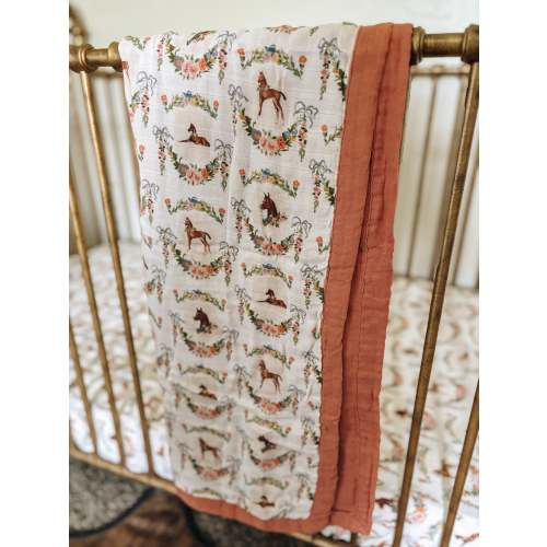 Painted Foal Bamboo Muslin Baby Blanket