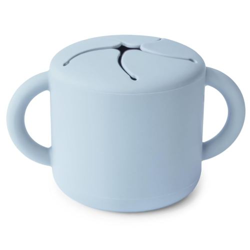 mushie Silicone Snack Cup | Spill Proof Food Container for Toddler and Baby (Powder Blue)