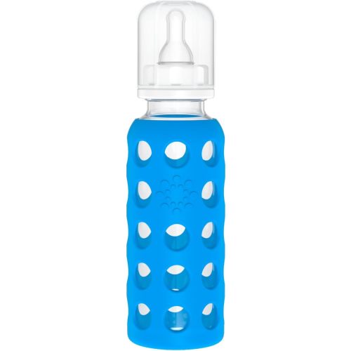 Lifefactory 9-Ounce Glass Baby Bottle with Protective Silicone Sleeve and Stage 2 Nipple Cobalt Blue (LF110008C4)
