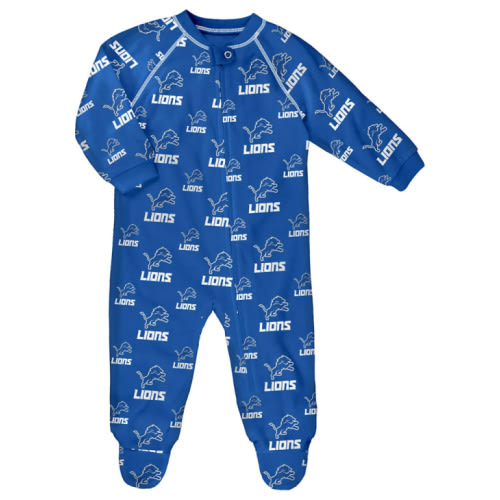 Detroit Lions BLUE Baby Raglan Romper Pajamas - 133430582
