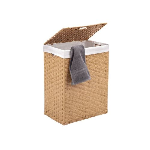 Seville Classics Modern Handwoven Lidded Rectangle Laundry Room Hamper with Liner