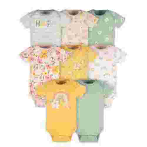 Gerber Baby Girl Short Sleeves Onesies Bodysuits, 8-Pack