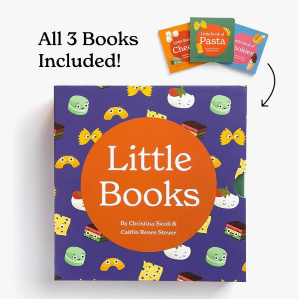 Little Books Culinary Collection Future Foodie 3 Board Book Box Set Pasta Cookies Cheese Phonics and Rhymes Baby Shower Gift 0-12 Months Toddler Book Ages 1-4 Years