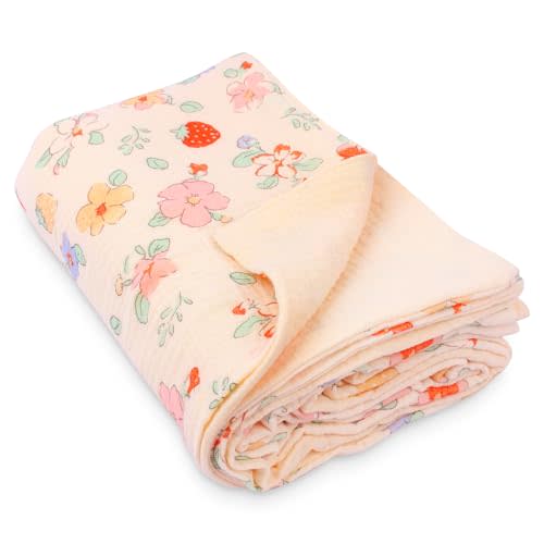 Muslin Baby Blankets Baby Bath Towel for Girls Boys, Super Soft Nursery 100% Cotton Neutral 41"x41", Lightweight Baby Towel for Newborn Infant Toddlers (Flower)