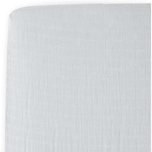 Little Unicorn – White Fitted Crib Sheet | 100% Cotton Muslin | Super Soft | Sized for Standard Baby Crib & Toddler Mattress | Machine Washable | 52” x 28” x 9"