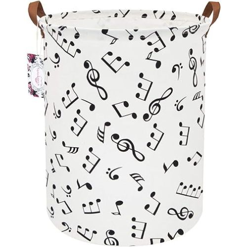 19.7" Large Sized Waterproof Foldable Canvas Laundry Hamper Bucket with Handles for Storage Bin,Kids Room,Home Organizer,Nursery Storage,Baby Hamper (Musical Note)