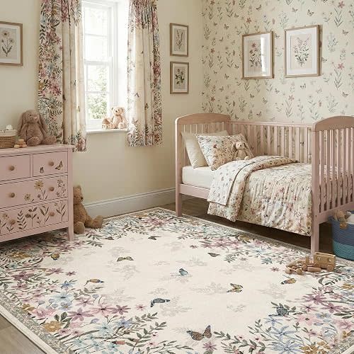 Floral 5x7 Area Rug Machine Washable Soft Print Boho Carpet
