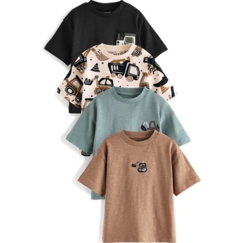 Kids' Digger Assorted 4-Pack Cotton T-Shirts, 12-18M