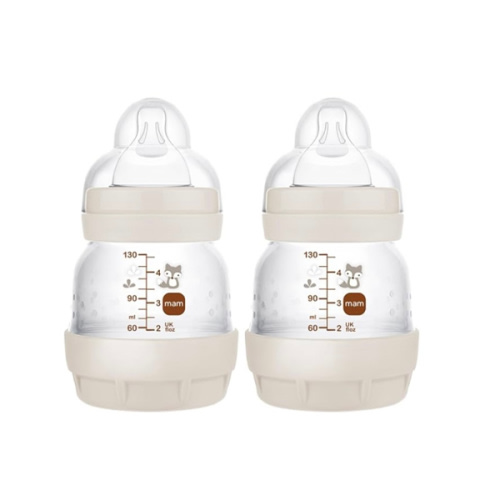 MAM Easy Start Anti-Colic Baby Bottles, Extra Slow Flow, Breastfeeding-Like Silicone Nipple Bottle, Reduces Colic, Gas, & Reflux, Easy-to-Clean, BPA-Free, Vented Baby Bottles for Newborns, 0-3 Months