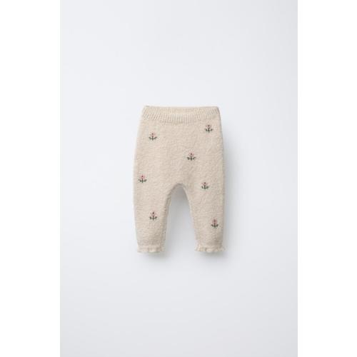 EMBROIDERED FLORAL PANTS - Light beige | ZARA United States