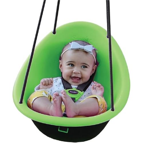 Swurfer Kiwi Toddler Swing – Comfy Baby Swing Outdoor, 3-Point Adjustable Safety Harness, Safe Quick Click Locking System, Foam-Lined Shell, Blister-Free Rope, Easy Installation, Age 9 Months and Up