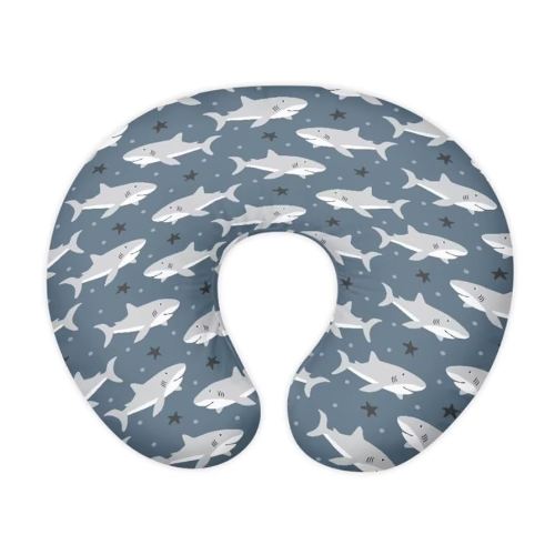 Nursing Pillow Cover, Blue Shark Breastfeeding Pillows Covers, Snug Fits Nursing Pillow Slipcovers for Boys Girls, Soft and Stretchy