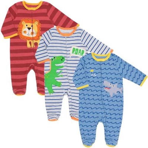 Funstuff Animals Lion Dinosaur Shark Newborn Baby Boys 3 Pack Long Sleeve Sleep N' Play Coveralls Animals 3-6 Months