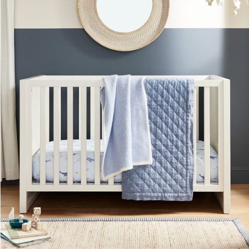 European Linen Baby Quilt | Chambray Blue| Pottery Barn Kids