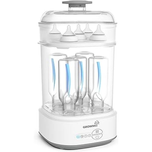 GROWNSY Bottle Sterilizer and Dryer, Compact Electric Steam Baby Bottle Sterilizer (Esterilizador de Biberones), Bottle Sanitizer for Baby Bottles, Pacifiers, Pump Parts
