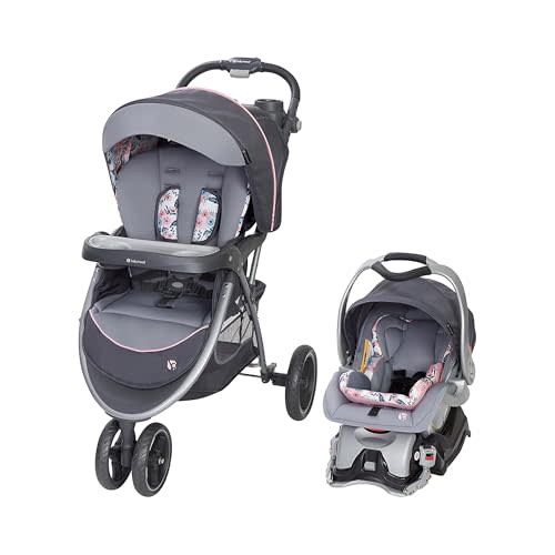 Baby Trend Sky View Plus Stroller & EZ Flex-Loc Infant Car Seat, Bluebell | Adjustable Canopy, Storage Basket & Cup Holders, Lightweight & Foldable Travel System for Toddlers & Infants