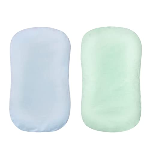 Corduroy Baby Lounger Covers (Pack of 2) | Mexxi Hypoallergenic Cotton Newborn Covers | Durable Soft Spare Covers (Covers Only) (Pistachio Green & Alice Blue)