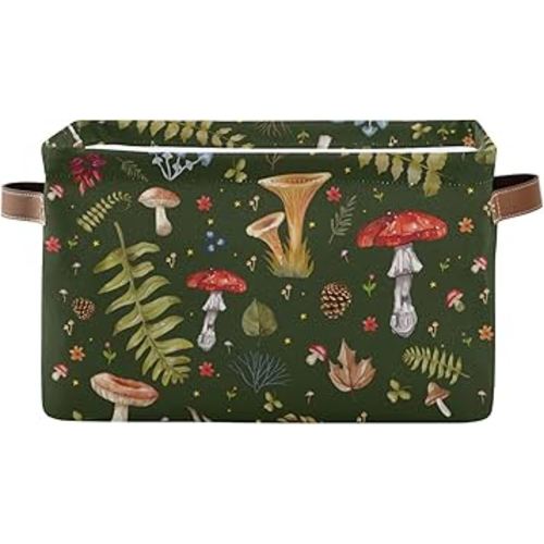 Didi & Hosa Storage Basket Cube Mushroom Leaf Collapsible Toys Shelf Baskets Bin with Handle Laundry Organizer Storage Box for Home School & Office