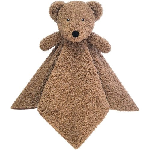 Baby Dark Brown Teddy Bear Soft Stuffed Animal Security Blanket, Plush Bear Character Lovey Blanket, Baby Shower/Nursery Gift, Newborn Infant Toddler Snuggle Blankie for Boys Girls, 14 Inches