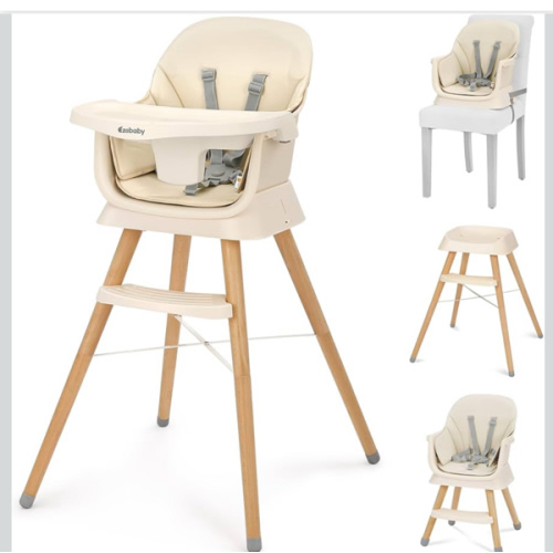 Ezebaby Portable Baby High Chair, High Chairs for Babies and Toddlers with Adjustable Legs, 6-in-1 Convertible to Booster Seat for Dining Table, Toddlers High Chair with Removable Cushions - Cream