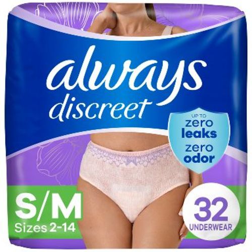 Always Discreet Adult Postpartum Incontinence Underwear for Women - Maximum Protection - S/M - 32ct