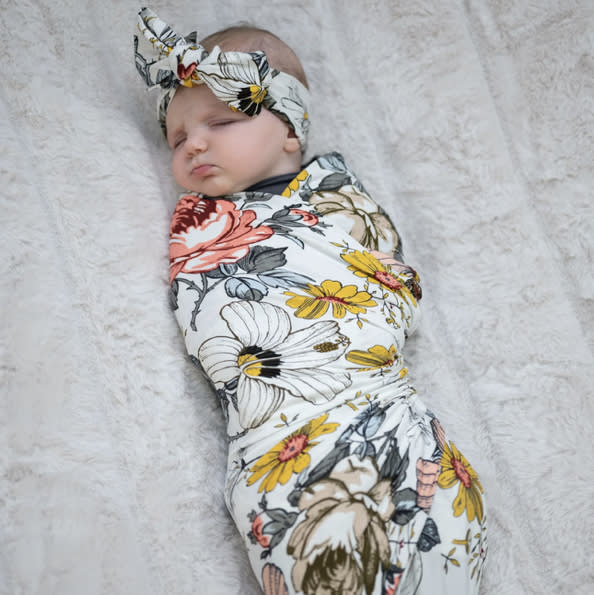 Baby Swaddle Set: Vintage Floral – Lila