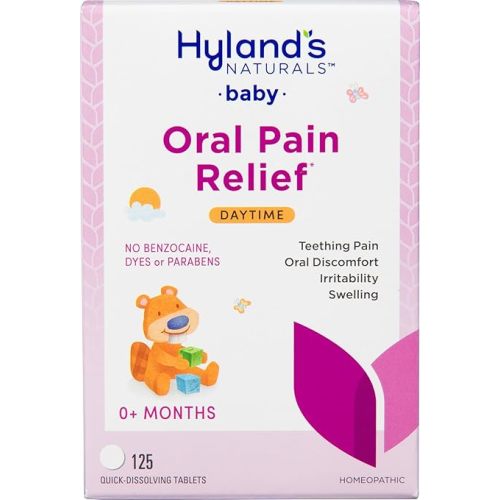 Hyland's Baby Daytime Oral Pain Relief Tablets - 125-Count, Up to 62 Doses - Baby and Toddler Soothing Tablets with Chamomile for Discomfort, Irritability & Swelling