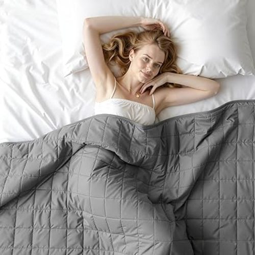 Weighted Blanket for Adults - 20lbs 60"x80" Cooling Heavy Blanket for 110-130lbs with Premium Glass Beads - Soft Thick Big Blankets for All-Season Sleeping Comfort Breathable