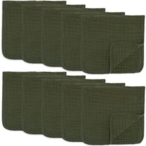 Comfy Cubs Muslin Burp Cloths (Kelp 10-Pack, 20" X10")