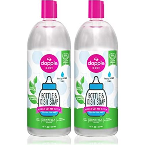 Dapple Baby Bottle Soap & Dish Soap Refill Baby, Fragrance Free, Plant Based Dish Liquid for Dishes & Baby Bottles - Hypoallergenic Soap, Liquid Soap Refill, 30 Fl Oz (Pack of 2)