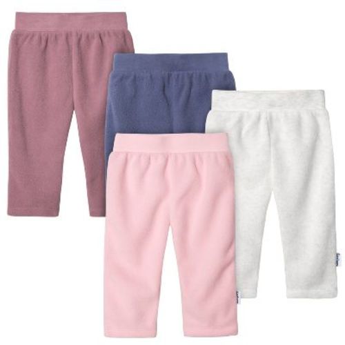 Gerber Baby Girls' Fleece Pants, 4-pack, Pink Gingham, 3-6 Months