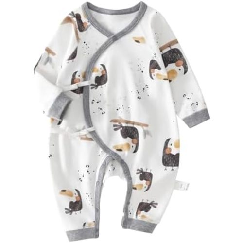 100% Organic Cotton Soft 0-6 Months Newborn Baby Romper Jumpsuits for Boys and Girls Unisex Long Sleeve