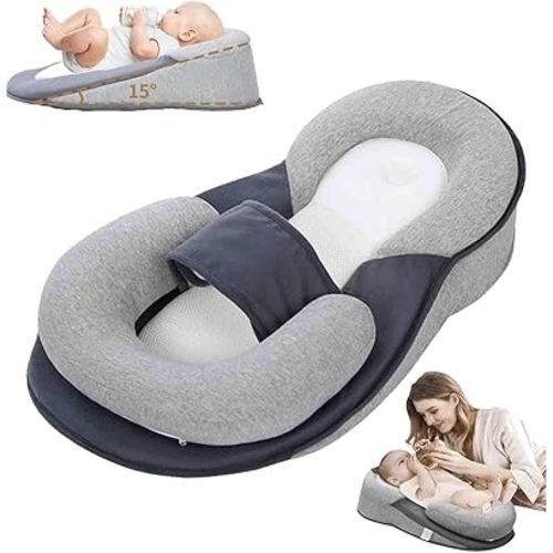 Baby Wedge Pillow - Acid Reflux Pillow, Multi-Purpose Feeding Pillow, Reflux Pillow for Baby to Reduce Spit-Up & Digestive Discomfort