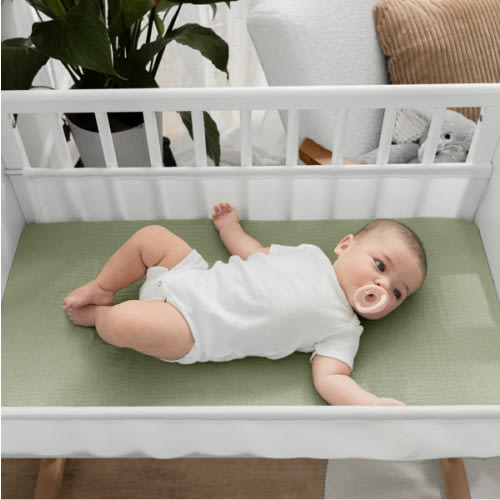 Muslin Fitted Bassinet Crib Sheet by Comfy Cubs - sage