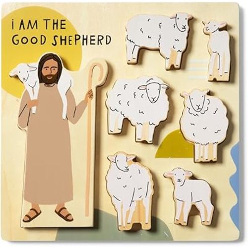 Be A Heart Jesus Wooden Puzzle, Good Shepherd Wooden Puzzle, Easter Gift for Kids