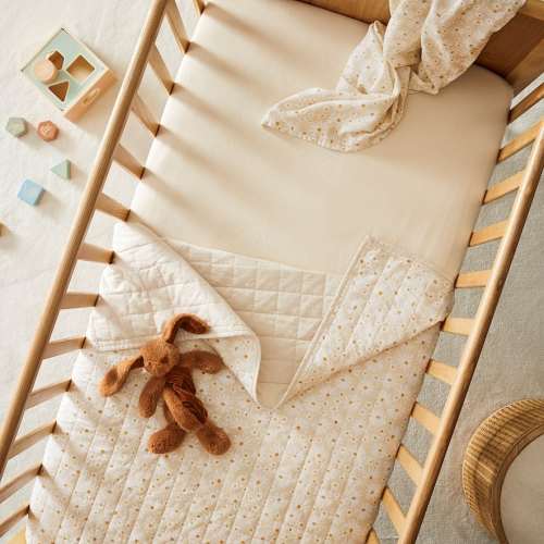 Stonewashed Cotton Sand Baby Fitted Sheets 2pk- For COT
