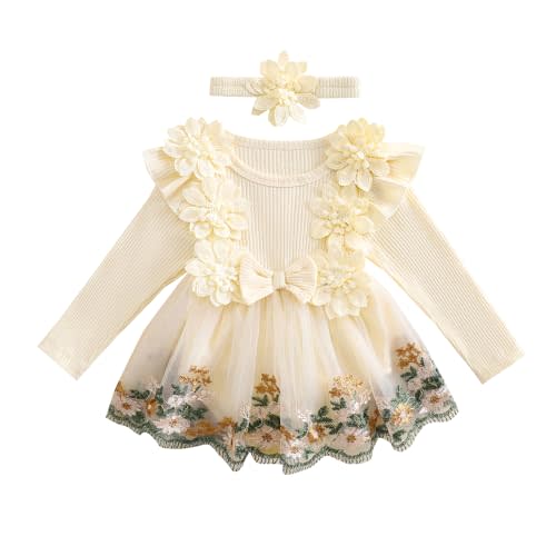 Baby Girl Fall Winter Clothes Long Sleeve Romper Dress + Socks + Headband Newborn Infant Cute Casual Outfits