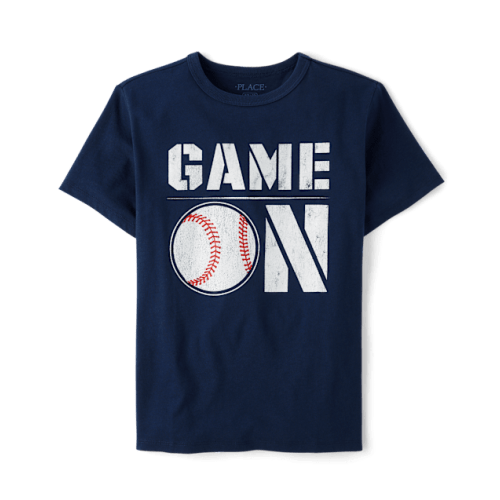 Boys Game On Baseball Graphic Tee - Blue