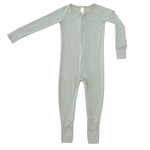 New Fit! Organic Bamboo Viscose 2 Way Zipper Romper - Sage