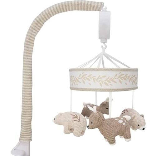 Living Textiles Baby Musical Mobile - Bosco Bear | Crib Toy, Knitted Bears, Nursery Decor, Calming Soother with 12 Lullabies | Baby Essential and Perfect Baby Toy for Boys and Girls