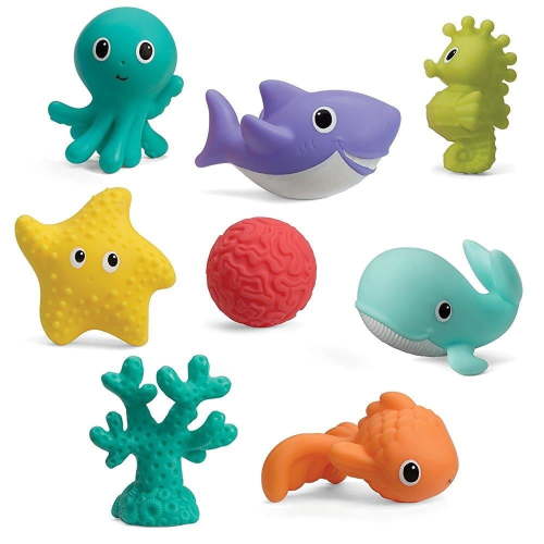 Infantino Sea Life Water Toys 8-Piece Bath Squirters Set with Sea Creatures