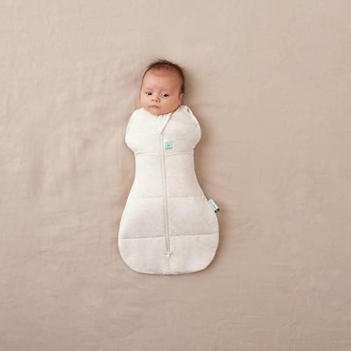 ergoPouch Cocoon Swaddle Sack 1.0 TOG - Baby Sleep Sack, Gentle Snug Fit Helps Calm Startle Reflex, Ideal for Arms In/Out Sleeping, Soft Breathable Fabric for Better Sleep (0-3 Months, Oatmeal Marle)