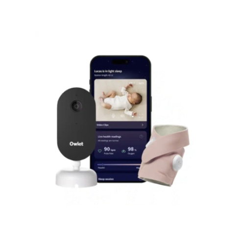 Owlet - Dream Duo (Gen 3) – All-in-One Smart Baby Monitoring with Sock & 2K HD Cam - Dusty Rose