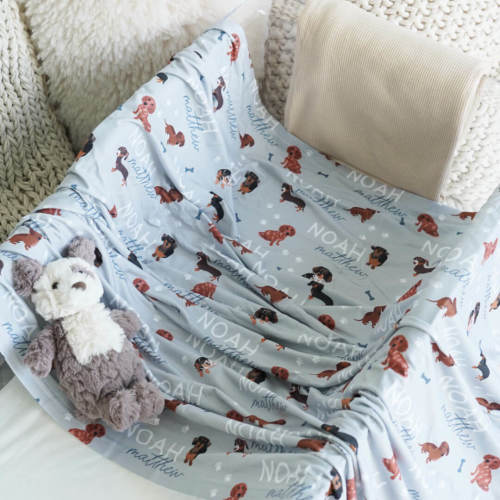 Personalized Baby Name Swaddle Blanket | Dog Breeds